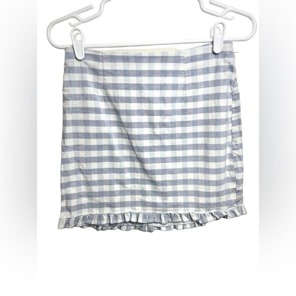 Urban Outfitters Ashton Ruffle Soft Purple Check Mini Skirt Women’s M - Picture 6 of 11